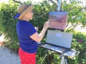 Chris Banks painting en plein air at Saquatucket Harbor