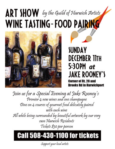 Art show with wine tasting poster