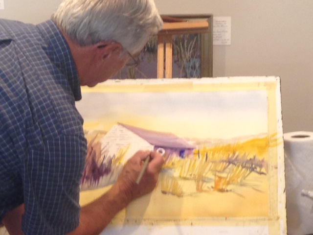 Larry Folding demonstrating his watercolor process at Meet The Artist on July 15. ©Guild of Harwich Artists