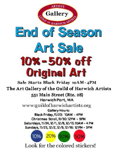The flyer for the end of season art sale.