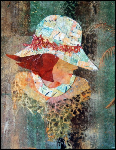 A painting of a woman in a hat.