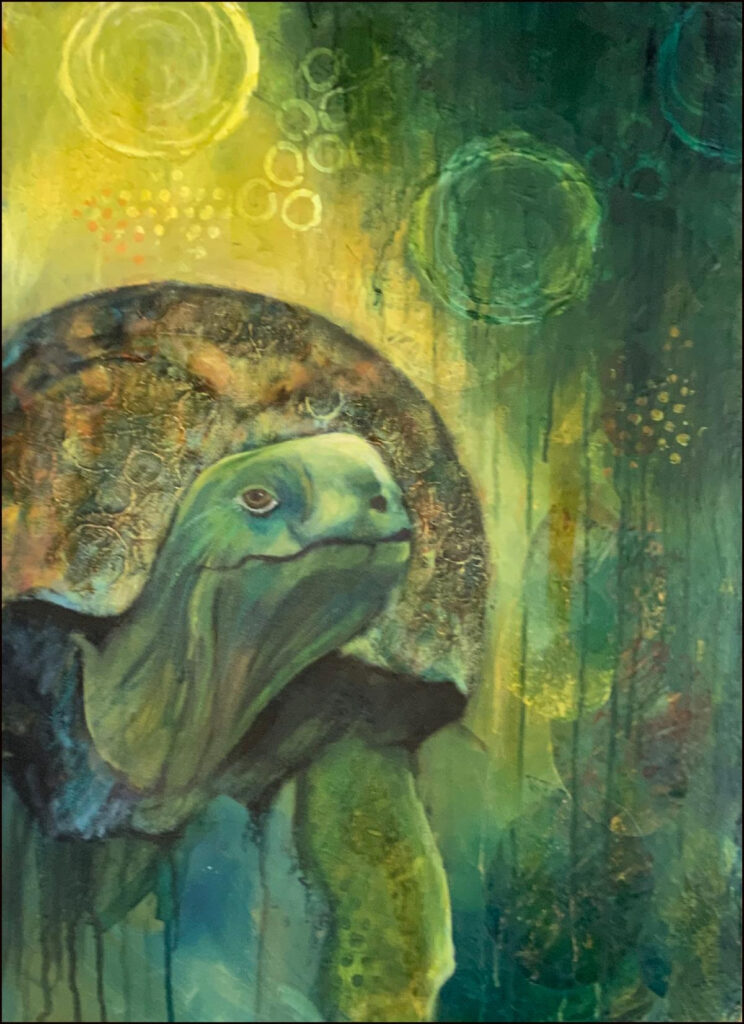  Phyllis Charles- Cosmic Turtle: Acrylic/Multimedia, Honorable Mention in the Creative Arts Center Members Show, March 8- April 2, 2021.