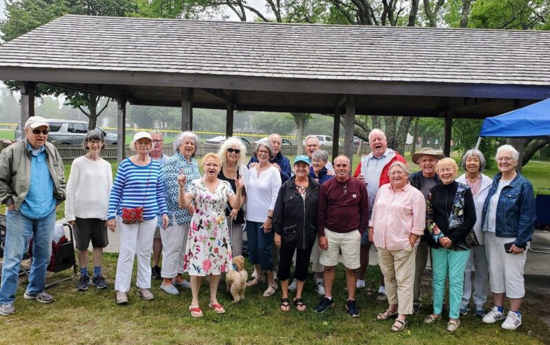 Guild members enjoying the June 25 Annual Spring Picnic in Brooks Park, Harwich Center.